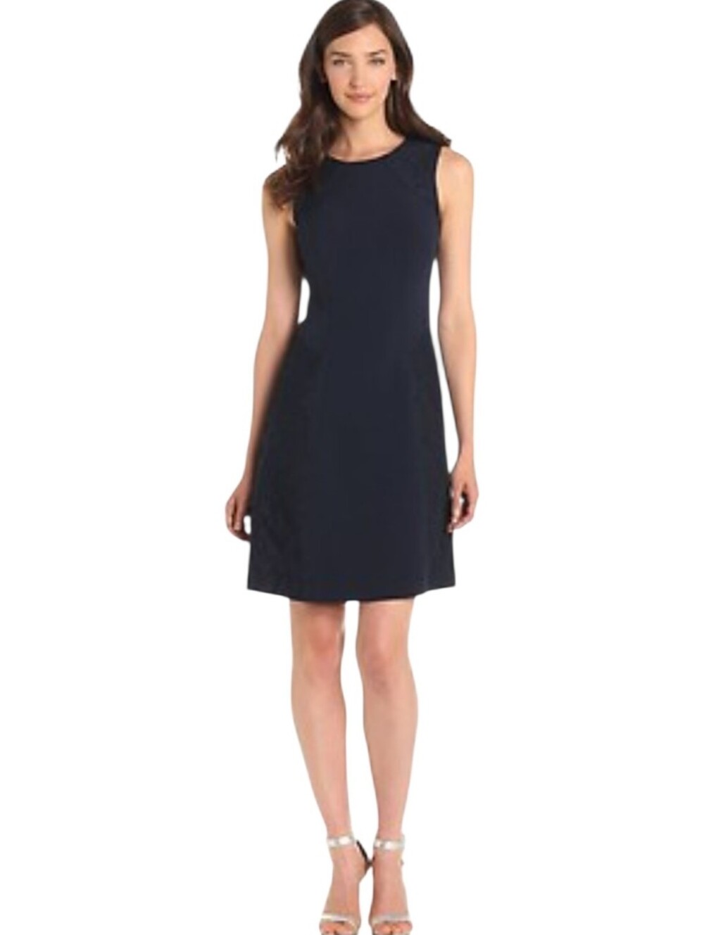 Adrianna Papell Midnight Blue Sleeveless Lace Inset Dress Size‎ 10